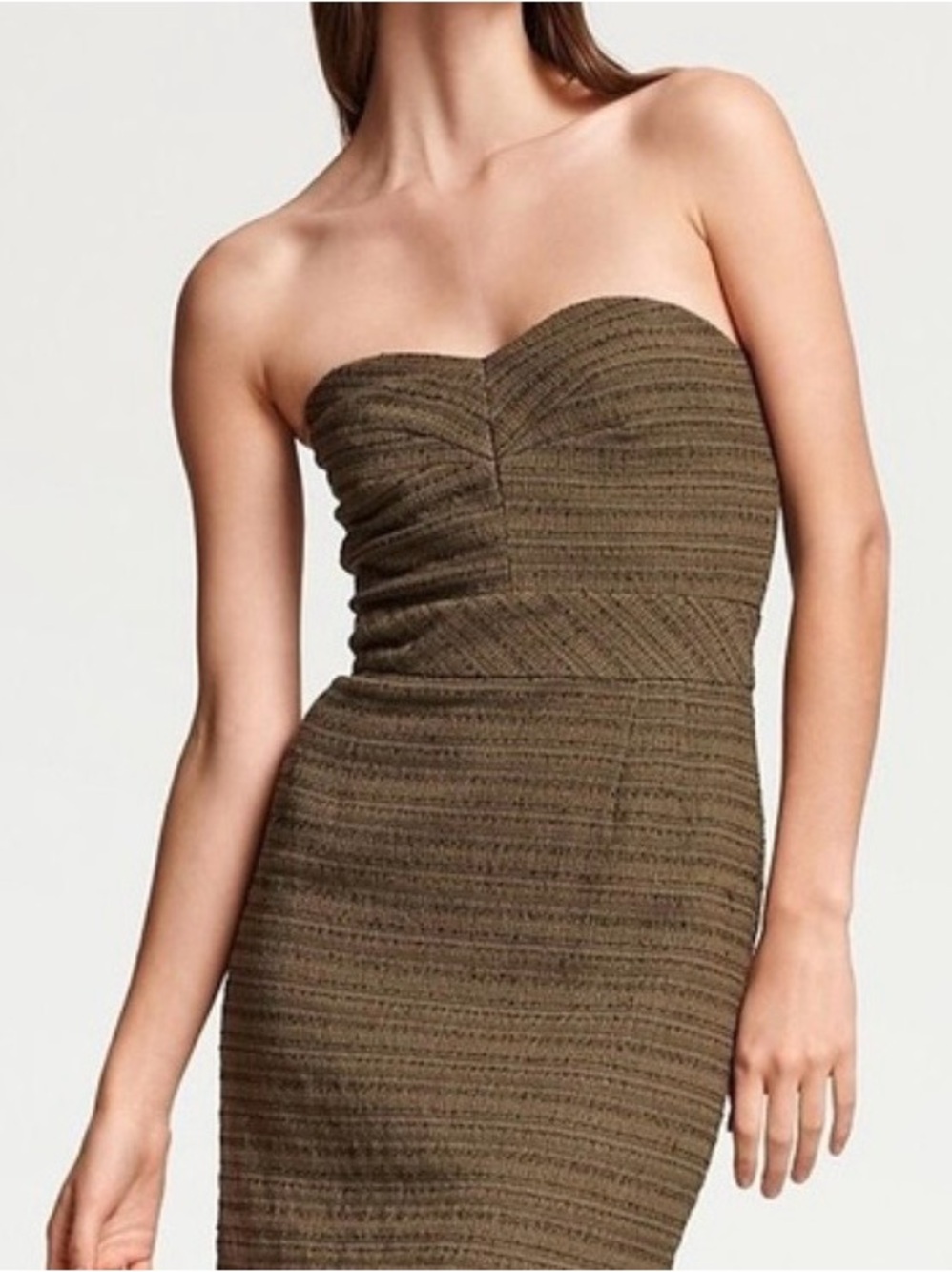 Trina Turk Tweed Strapless Brown Dress size 6